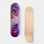 Lila Galaxie-Katze Skateboard (Vorderseite)