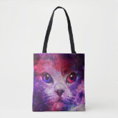 Lila Galaxie-Katze Tasche (Vorderseite)