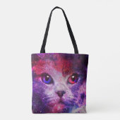 Lila Galaxie-Katze Tasche (Rückseite)