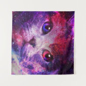 Lila Galaxie-Katze Wandteppich (Vorderseite (Horizontal))
