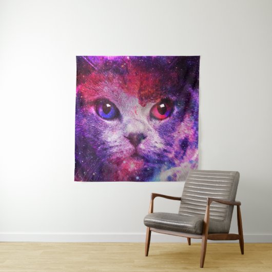 Lila Galaxie-Katze Wandteppich (Beispiel)