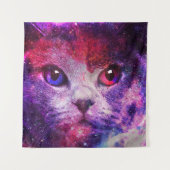 Lila Galaxie-Katze Wandteppich (Vorderseite)