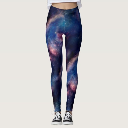 Lila Galaxie Leggings (Vorderseite)