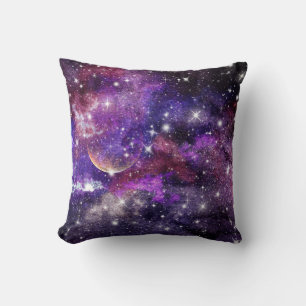 Lila-Galaxie Milchstraße mit Planet Kissen