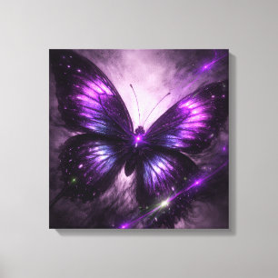 Lila Galaxie Schmetterling Leinwand Wandkunst