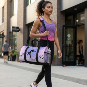 Lila Galaxie Tanz mit Noten Duffle Bag