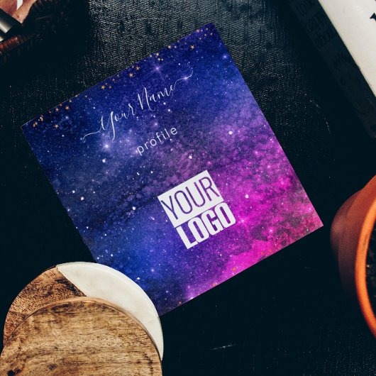lila Galaxie-Visitenkarte Quadratische Visitenkarte
