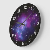 Lila Galaxiecluster Große Wanduhr (Winkel)