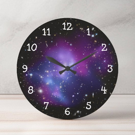 Lila Galaxiecluster Große Wanduhr
