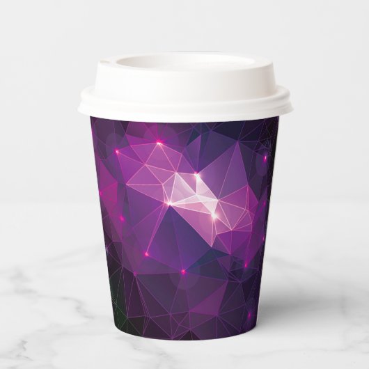 lila Galaxiemuster Pappbecher (Rückseite)