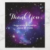Lila Galaxien Hochzeit Danke Weinetikett (Einzelnes Label)