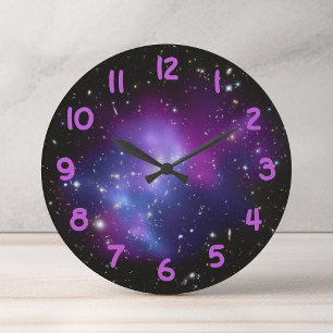 Lila Galaxienhaufen Himmelsfoto Große Wanduhr