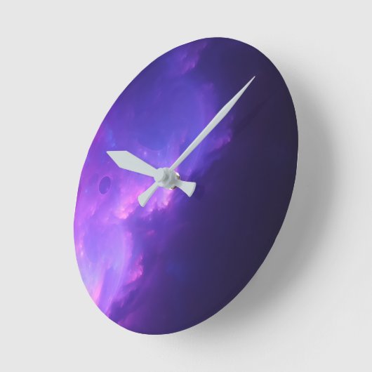 lila Galaxis Runde Wanduhr (Winkel)