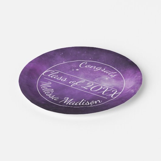 Lila Galaxy Abschluss Teller (Schrägansicht)