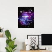 Lila Galaxy Celestial Foto Brautparty Poster (Heimbüro)