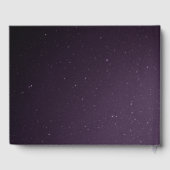 Lila Galaxy Celestial Starry Gold Moon Wedding Gästebuch (Rückseite)