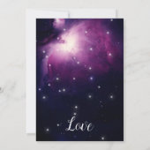 Lila Galaxy Celestial Stars Fairy Lights Hochzeit Einladung (Rückseite)