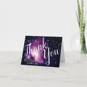 Lila Galaxy Celestial Stars Wedding Danke Karte