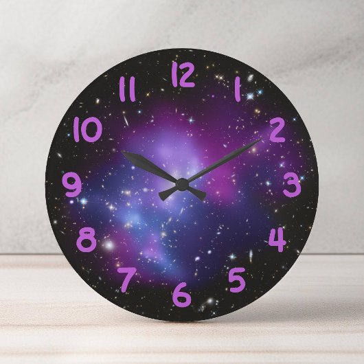 Lila Galaxy Cluster Celestial Foto Große Wanduhr