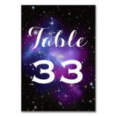 Lila Galaxy Cluster Planetarium Hochzeit Tischnummer (Rückseite)