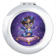 Lila Galaxy-Drache Taschenschminkspiegel