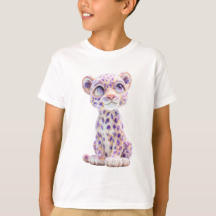Lila Galaxy Gepunktetes Gepardenjunges Kinder T-Shirt