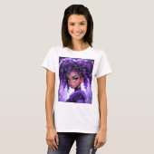 Lila Galaxy Girl mit Curly Hair T-Shirt (Vorne ganz)