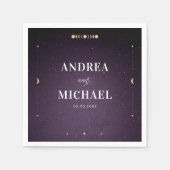 Lila Galaxy Gold Moon Celestie Wedding Party Serviette (Vorderseite)