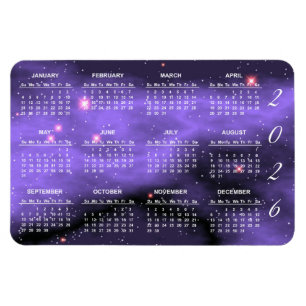 lila Galaxy-Kalender 2026 Magnet