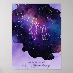 Lila Galaxy Kinderzimmer Poster