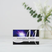 Lila Galaxy Modern Monogram #9 Visitenkarte (Stehend Vorderseite)