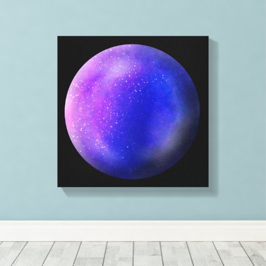 Lila Galaxy Orb - Vibrannende Lila Canvas Print Leinwanddruck (Insitu (Holzboden))