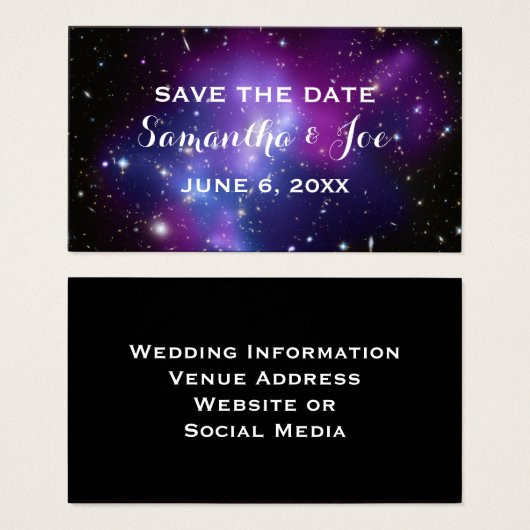 Lila Galaxy Planetarium Hochzeit retten Datum (Vorne & Hinten)