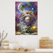 Lila Galaxy-Sonnensystem Poster (Küche)