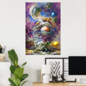 Lila Galaxy-Sonnensystem Poster (Heimbüro)