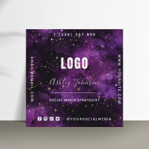 Lila Galaxy Space Glitzern QR Code & Logo Kosmic