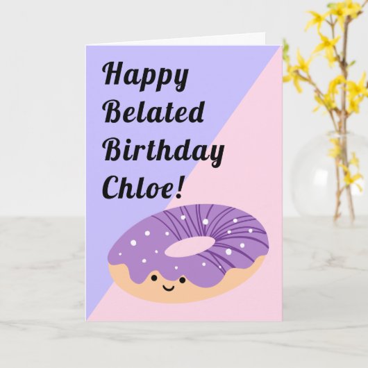 Lila Galaxy Sprinkles Doughnut | Geburtstag Karte (Gelbe Blume)