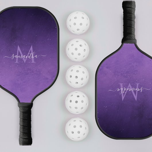 Lila Galaxy Universe Custom Monogram & Name Pickleball Schläger
