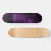Lila Galaxy Universe Gold Stars Glitzern kosmisch Skateboard (Horizontal)