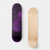 Lila Galaxy Universe Gold Stars Glitzern kosmisch Skateboard (Vorderseite)