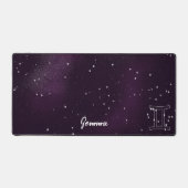 Lila Galaxy Zodiac Signk Gemini Desk Mat Schreibtischunterlage (Vorderseite)