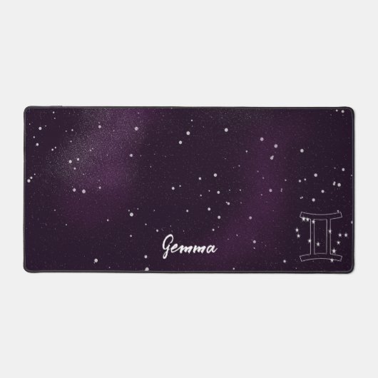 Lila Galaxy Zodiac Signk Gemini Desk Mat Schreibtischunterlage (Vorderseite)