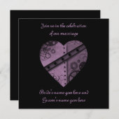 Lila Gänge HerzHochzeitsplatz Einladung (Vorne/Hinten)