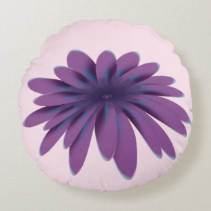 Lila Gänseblümchen-Blumenillustration   Florale Bo Rundes Kissen