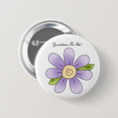 Lila Gänseblümchen-Cartoon-Großmutter-Knopf Button (Vorne & Hinten)