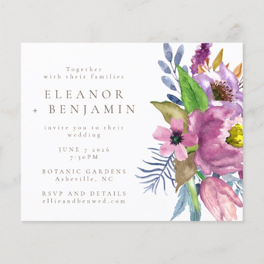 Lila Garden Blumenzwiebeleinladung (Vorderseite)