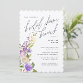 Lila Garden Floral Brautparty Brunch Einladung (Stehend Vorderseite)