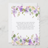 Lila Garden Floral Brautparty Brunch Einladung (Rückseite)
