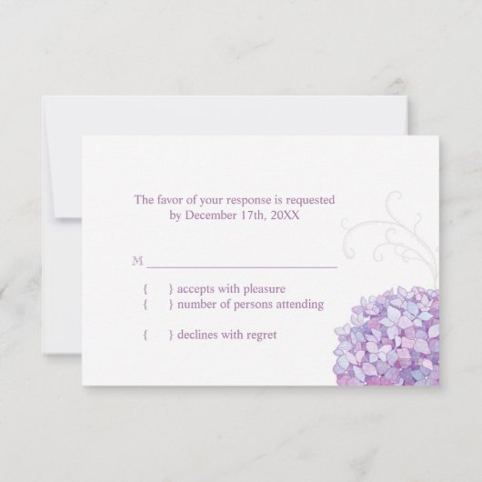 Lila Garden Hydrangeas Wedding RSVP (Rückseite)