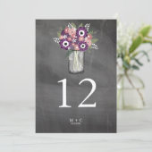 Lila Garden Mason Jar Chalkboard | TISCHNUMMER (Stehend Vorderseite)
